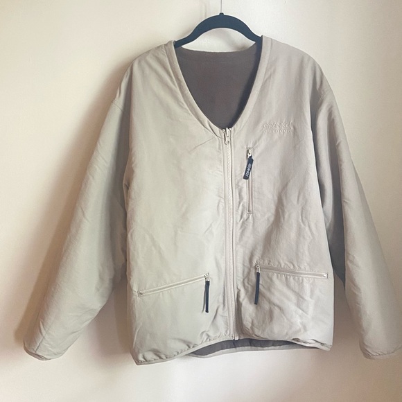 Gramicci Reversible Fleece Cardigan Jacket Taupe - Picture 14 of 16